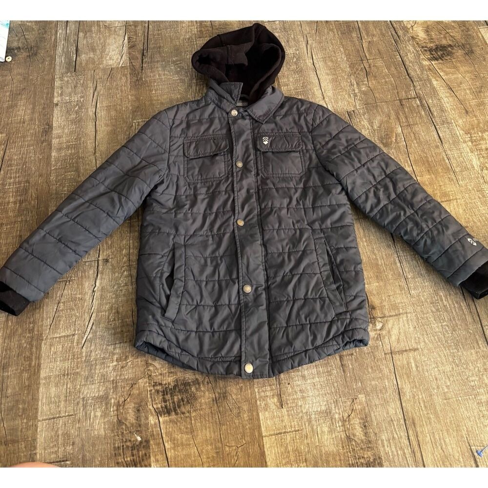 Free‎ Country Boys Size 8 Small Gray Quilted Hooded Jacket Winter Coat